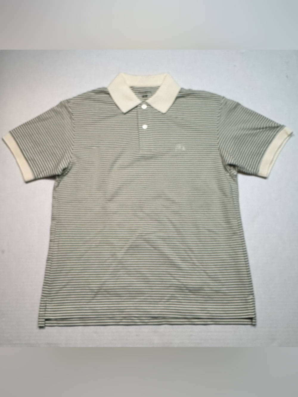 JW Anderson x Uniqlo Dry Pique Green/Beige Striped Relaxed Fit Polo Shirt XS